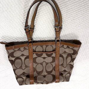 Coach Signature Canvas Leather Accent Tote